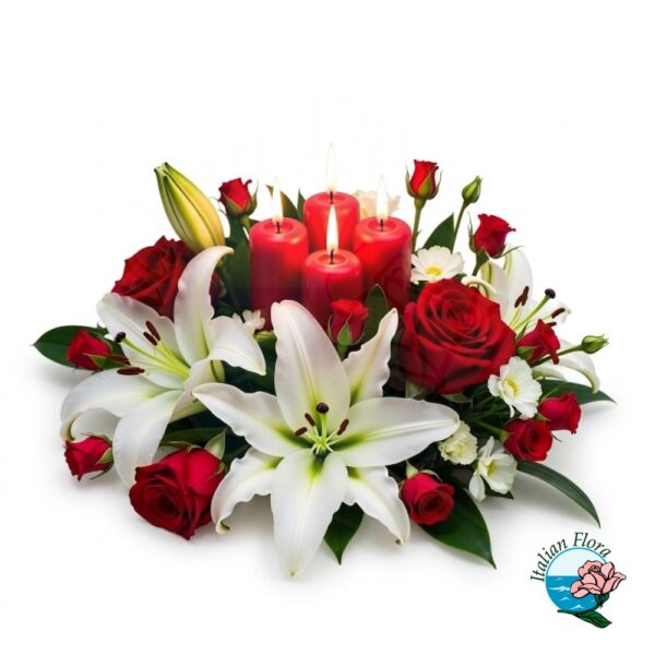 White and Red Christmas Centerpiece