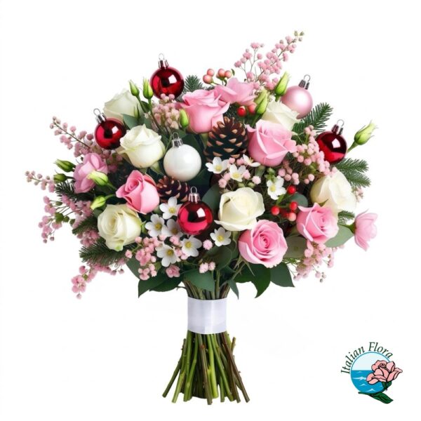 Pink and White Christmas bouquet