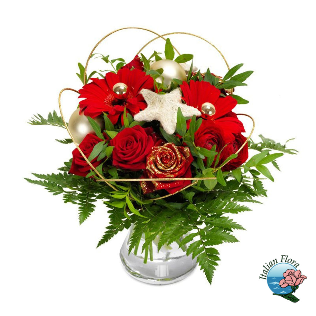 Christmas bouquet of red flowers Italian Flora