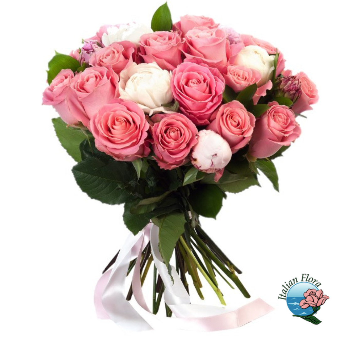White and pink roses Italian Flora
