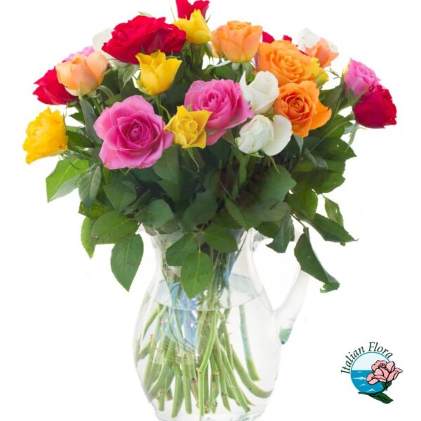 Multi-coloured roses bouquet