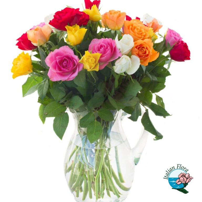 Multi-coloured roses bouquet - Italian Flora