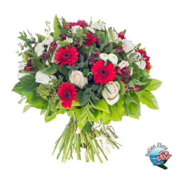 Bouquet in shades of white and red