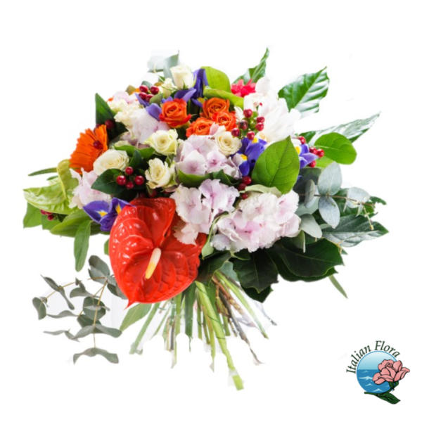 Funeral bouquet of roses and anthurium