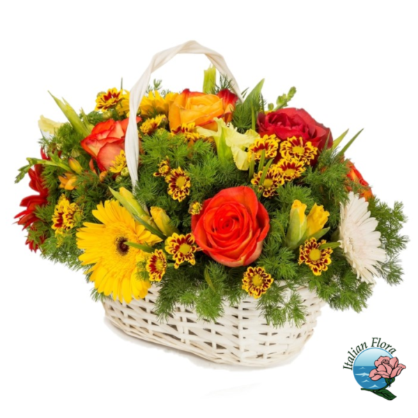 Basket composition in shades of yellow and orange