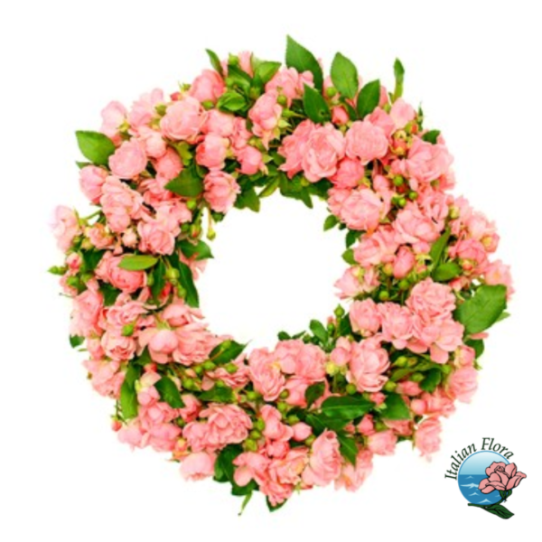 Funeral wreath of pink flowers