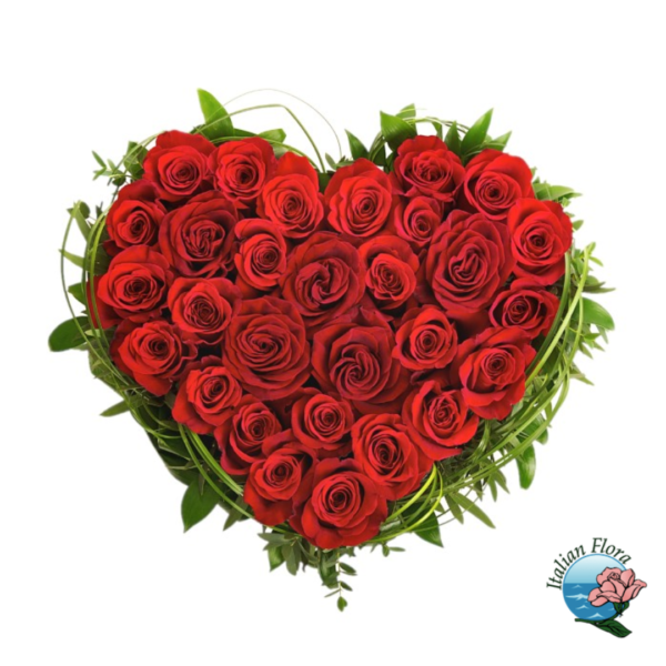 Hjärta av röda rosor