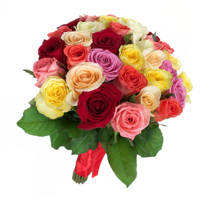 マルチカラーのバラの花束-イタリアンフローラ