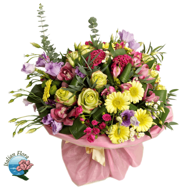 Yellow pink and Purple Flowers