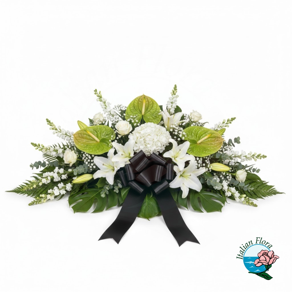 Funeral Arrangement of Anthurium and White Flowers Funeral Arrangement of Anthurium and White Flowers