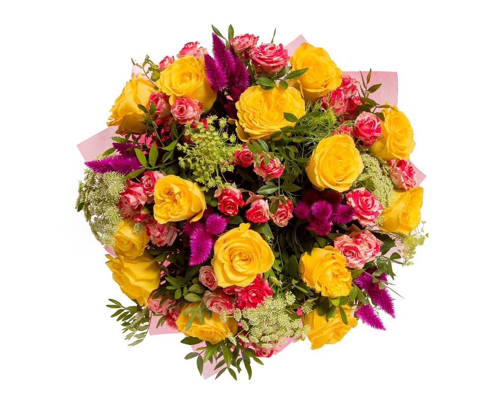 Bouquet de roses jaunes et roses - Italian Flora