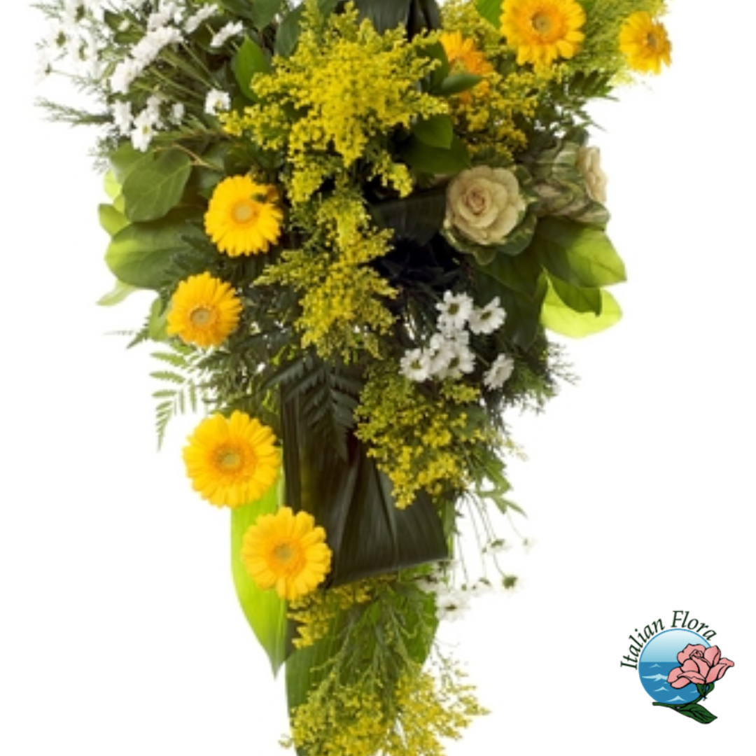 Funeral bunch of yellow and white flowers Italian Flora