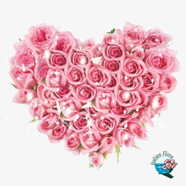 Coeur de roses roses