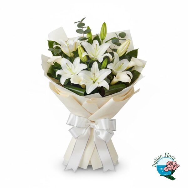 Funeral Bouquet of White Lilies