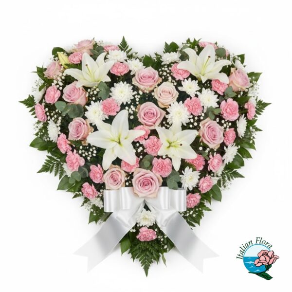 White and Pink Funeral Heart