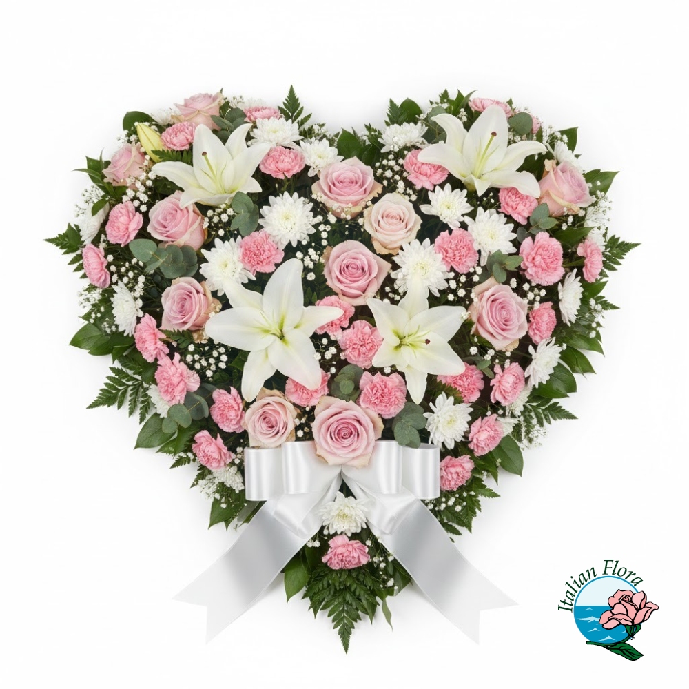 White and Pink Funeral Heart White and Pink Funeral Heart