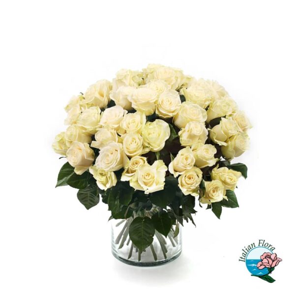 Bouquet of 50 White Roses