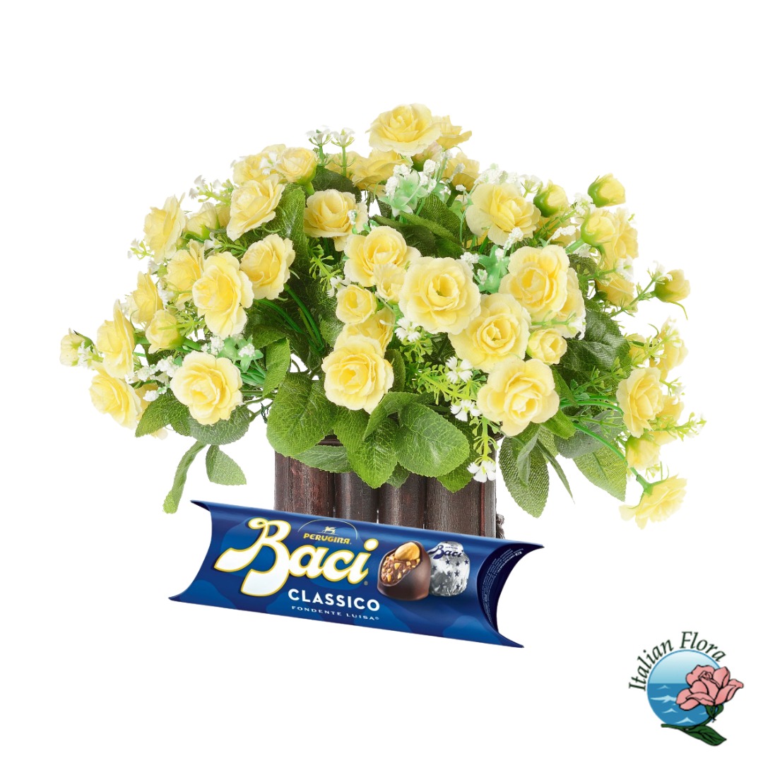 Basket of yellow roses with chocolates Basket of yellow roses with chocolates - Image 1